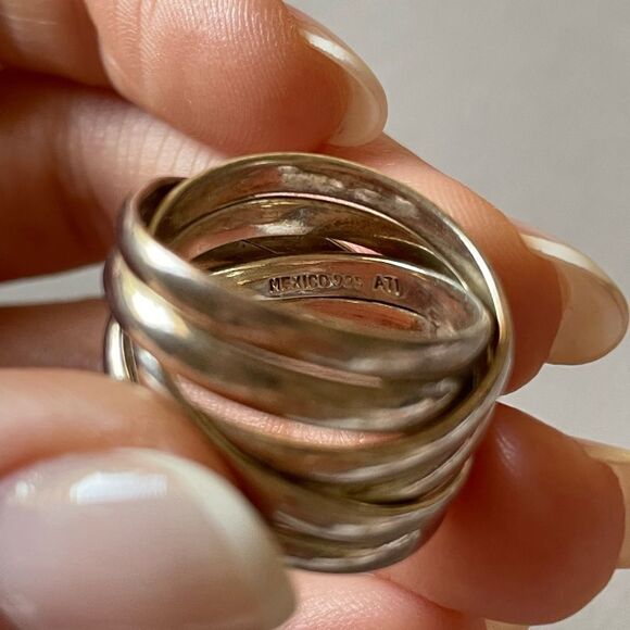 Silver Multi-Band Woven Ring M377 - Picture 4 of 6